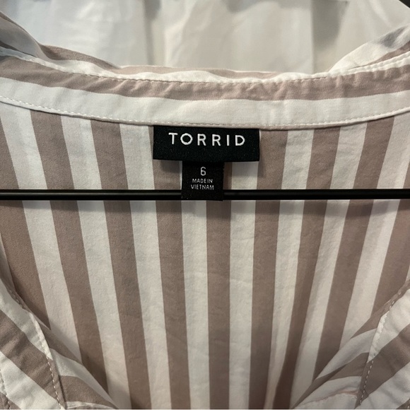 torrid Cotton Stripe Tie Waist Poplin Shirt Dress w/ Pockets - Size 6X - Picture 12 of 14
